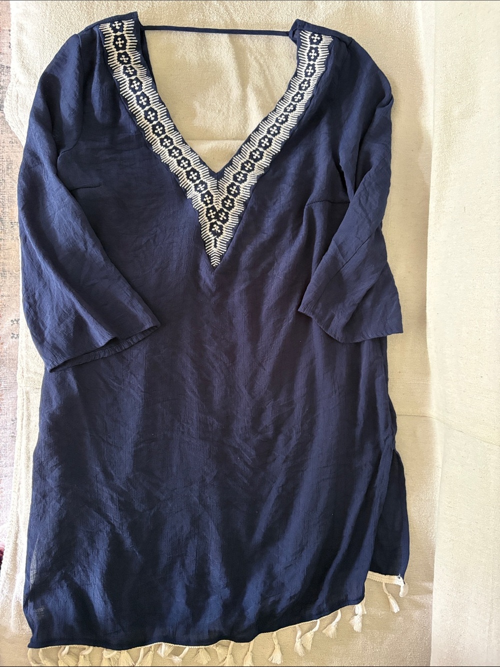 Kona Sol Navy Scoop Neck Swim Coverup